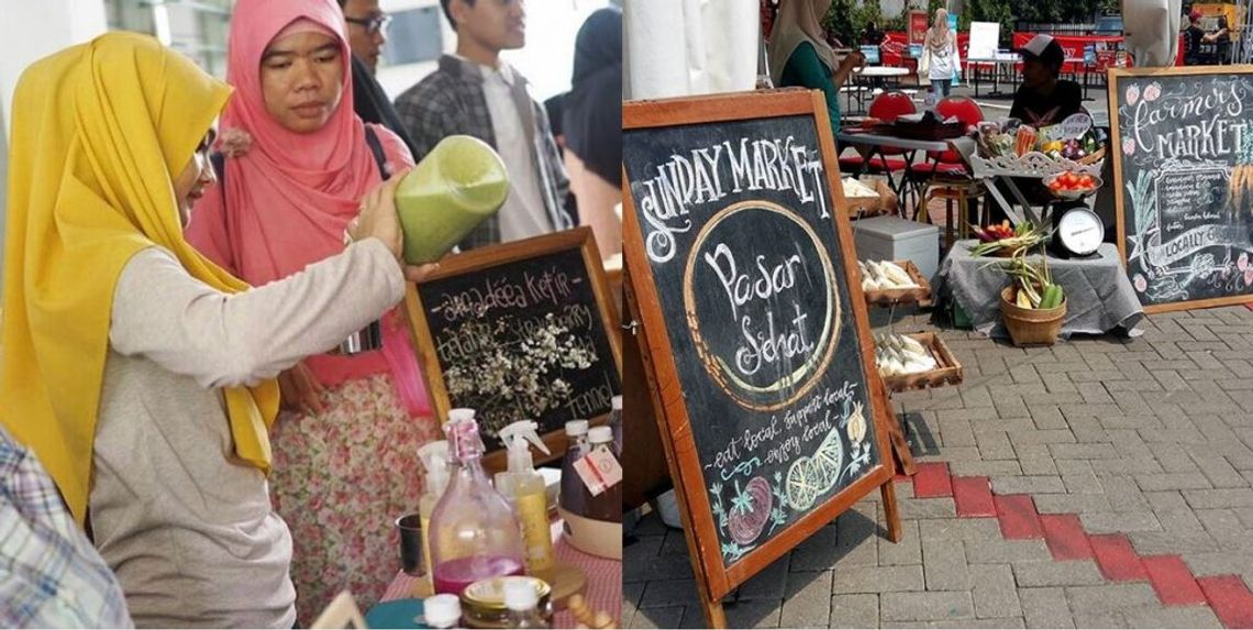 Pasar organik di Surabaya tempat hasil panen KPSKA dijual I Dokumentasi Pribadi